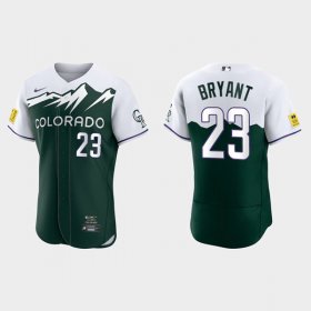 Wholesale Men\'s Colorado Rockies #23 Kris Bryant Green 2022 City Connect Flex Base Stitched Baseball Jersey