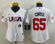 Wholesale Cheap Women's USA Baseball #65 Nestor Cortes 2023 White World Classic Stitched Jerseys