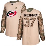 Wholesale Cheap Adidas Hurricanes #37 Andrei Svechnikov Camo Authentic 2017 Veterans Day Stitched Youth NHL Jersey
