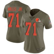 Wholesale Cheap Nike Browns #71 Jedrick Wills JR Olive Women's Stitched NFL Limited 2017 Salute To Service Jersey