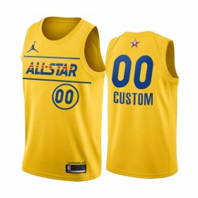 Wholesale Cheap Men\'s Nike Personalized Jordan Brand Gold 2021 NBA All-Star Game Swingman Finished Jersey
