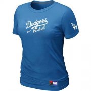 Wholesale Cheap Women's Los Angeles Dodgers Nike Short Sleeve Practice MLB T-Shirt Indigo Blue