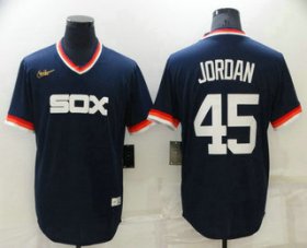 Wholesale Cheap Men\'s Chicago White Sox #45 Michael Jordan Navy Blue Cooperstown Collection Cool Base Stitched Nike Jersey