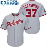 Wholesale Cheap Nationals #37 Stephen Strasburg Grey Cool Base 2019 World Series Champions Stitched Youth MLB Jersey