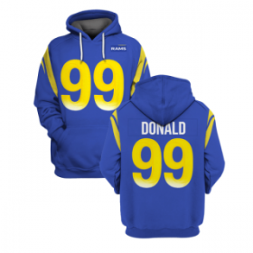 Wholesale Cheap Men\'s Los Angeles Rams #99 Aaron Donald 2021 Royal Pullover Hoodie