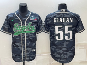 Wholesale Cheap Men's Philadelphia Eagles #55 Brandon Graham Gray Camo With Super Bowl LVII Patch Cool Base Stitched Baseball Jersey