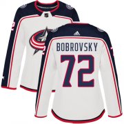Wholesale Cheap Adidas Blue Jackets #72 Sergei Bobrovsky White Road Authentic Women's Stitched NHL Jersey