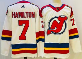 Wholesale Cheap Men\'s New Jersey Devils #7 Dougie Hamilton White 2022 Reverse Retro Authentic Jersey