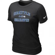 Wholesale Cheap Women's Nike Seattle Seahawks Heart & Soul NFL T-Shirt Black