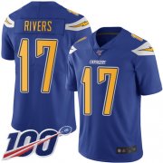 Wholesale Cheap Nike Chargers #17 Philip Rivers Electric Blue Men's Stitched NFL Limited Rush 100th Season Jersey