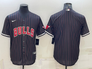Wholesale Cheap Men's Chicago Bulls Blank Black Cool Base Stitched Baseball Jersey