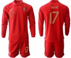 Wholesale Cheap Men 2021 European Cup Portugal home red Long sleeve 17 Soccer Jersey1
