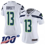 Wholesale Cheap Nike Seahawks #13 Phillip Dorsett White Women's Stitched NFL 100th Season Vapor Untouchable Limited Jersey