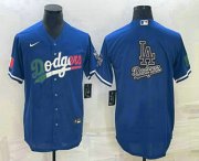 Wholesale Cheap Men's Los Angeles Dodgers Big Logo Navy Blue Pinstripe Stitched MLB Cool Base Nike Jersey1