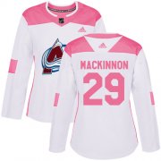 Wholesale Cheap Adidas Avalanche #29 Nathan MacKinnon White/Pink Authentic Fashion Women's Stitched NHL Jersey