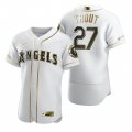 Wholesale Cheap Los Angeles Angels #27 Mike Trout White Nike Men's Authentic Golden Edition MLB Jersey