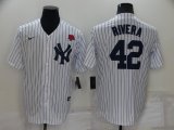Wholesale Cheap Men's New York Yankees #42 Mariano Rivera White Stitched Rose Nike Cool Base Throwback Jersey