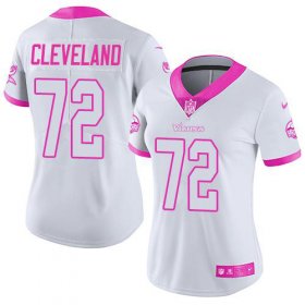 Wholesale Cheap Nike Vikings #72 Ezra Cleveland White/Pink Women\'s Stitched NFL Limited Rush Fashion Jersey