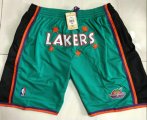 Wholesale Cheap Men's Los Angeles Lakers Green Just Don Swingman Throwback Shorts