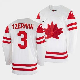 Wholesale Cheap Men\'s Steve Yzerman Canada Hockey White 2022 Winter Olympic #3 Salt Lake City Jersey