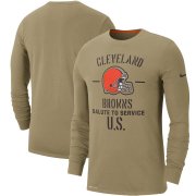 Wholesale Cheap Men's Cleveland Browns Nike Tan 2019 Salute to Service Sideline Performance Long Sleeve Shirt