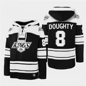 Wholesale Cheap Men\'s Los Angeles Kings #8 Drew Doughty Black Ageless Must-Have Lace-Up Pullover Hoodie