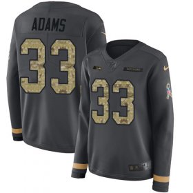 Wholesale Cheap Nike Seahawks #33 Jamal Adams Anthracite Salute to Service Women\'s Stitched NFL Limited Therma Long Sleeve Jersey