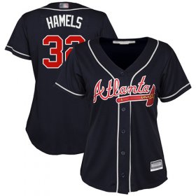 Wholesale Cheap Braves #32 Cole Hamels Navy Blue Alternate Women\'s Stitched MLB Jersey