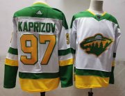 Wholesale Cheap Men's Minnesota Wild #97 Kirill Kaprizov 2021 White Retro Stitched NHL Jersey