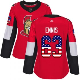 Wholesale Cheap Adidas Senators #63 Tyler Ennis Red Home Authentic USA Flag Women\'s Stitched NHL Jersey