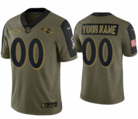 Wholesale Cheap Men\'s Olive Baltimore Ravens ACTIVE PLAYER Custom 2021 Salute To Service Limited Stitched Jersey