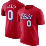 Wholesale Cheap Men's Philadelphia 76ers #0 Tyrese Maxey Red 2022-23 Statement Edition Name & Number T-Shirt