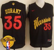 Wholesale Cheap Mens's Warriors #35 Kevin Durant Black Fashion 2017 The Finals Patch Stitched NBA Jersey