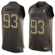 Wholesale Cheap Nike Ravens #93 Calais Campbell Green Men's Stitched NFL Limited Salute To Service Tank Top Jersey