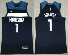 Wholesale Cheap Men\'s Minnesota Timberwolves #1 Anthony Edwards Black 2021 Nike Swingman Stitched NBA Jersey