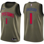 Wholesale Cheap Nike Pistons #1 Reggie Jackson Green Salute to Service NBA Swingman Jersey