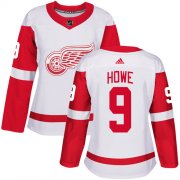 Wholesale Cheap Adidas Red Wings #9 Gordie Howe White Road Authentic Women's Stitched NHL Jersey