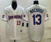 Wholesale Cheap Men's Dominican Republic Baseball #13 Manny Machado Number 2023 White World Baseball Classic Stitched Jerseys