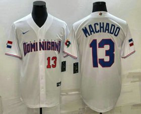 Wholesale Cheap Men\'s Dominican Republic Baseball #13 Manny Machado Number 2023 White World Baseball Classic Stitched Jerseys