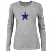 Wholesale Cheap Women's Nike Dallas Cowboys Of The City Long Sleeve Tri-Blend NFL T-Shirt Light Grey