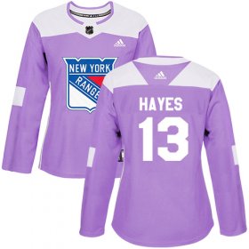Wholesale Cheap Adidas Rangers #13 Kevin Hayes Purple Authentic Fights Cancer Women\'s Stitched NHL Jersey