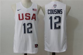 Wholesale Cheap 2016 Olympics Team USA Men\'s #12 DeMarcus Cousins White Stitched NBA Nike Swingman Jersey