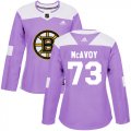 Wholesale Cheap Adidas Bruins #73 Charlie McAvoy Purple Authentic Fights Cancer Women's Stitched NHL Jersey
