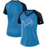 Wholesale Cheap Women's Detroit Lions Nike Blue-Black Top V-Neck T-Shirt