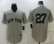 Wholesale Cheap Men's New York Yankees #27 Giancarlo Stanton 2021 Grey Field of Dreams Cool Base Stitched Baseball Jersey