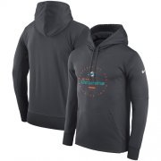 Wholesale Cheap Men's Miami Dolphins Nike Charcoal Sideline Property Of Wordmark Logo Performance Pullover Hoodie