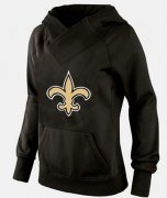Wholesale Cheap Women's New Orleans Saints Logo Pullover Hoodie Black-1