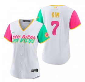 Wholesale Cheap Women\'s San Diego Padres #7 Ha Seong Kim White 2022 City Connect Cool Base Stitched Baseball Jersey(Run Small)