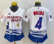 Wholesale Cheap Womens Puerto Rico Baseball #4 Yadier Molina Number 2023 Red World Classic Stitched Jersey