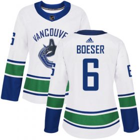 Wholesale Cheap Adidas Canucks #6 Brock Boeser White Road Authentic Women\'s Stitched NHL Jersey